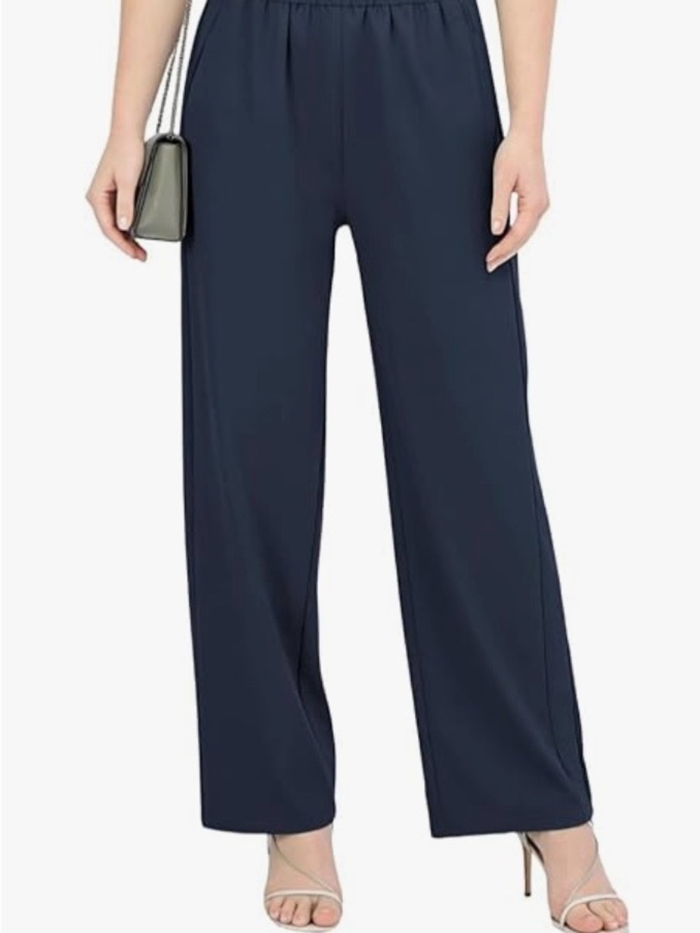 Wide-Leg Navy Pull-On Women's Pants